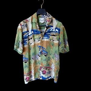 Diamond Head Sportswear‎ Hawaiian Shirt Mens Medium Card Surfboard Rayon Woody